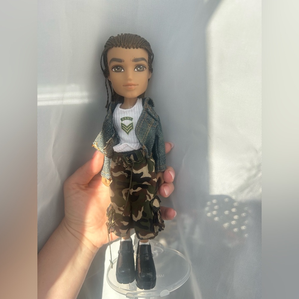Camouflage Pants Doll with Denim Jacket
